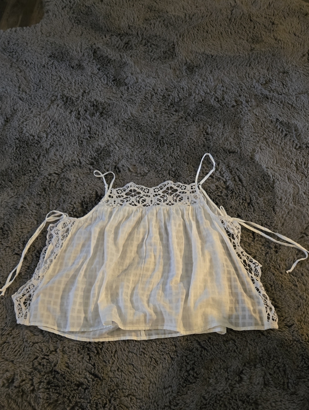 White Lace-Trim Spaghetti Strap Women's Top